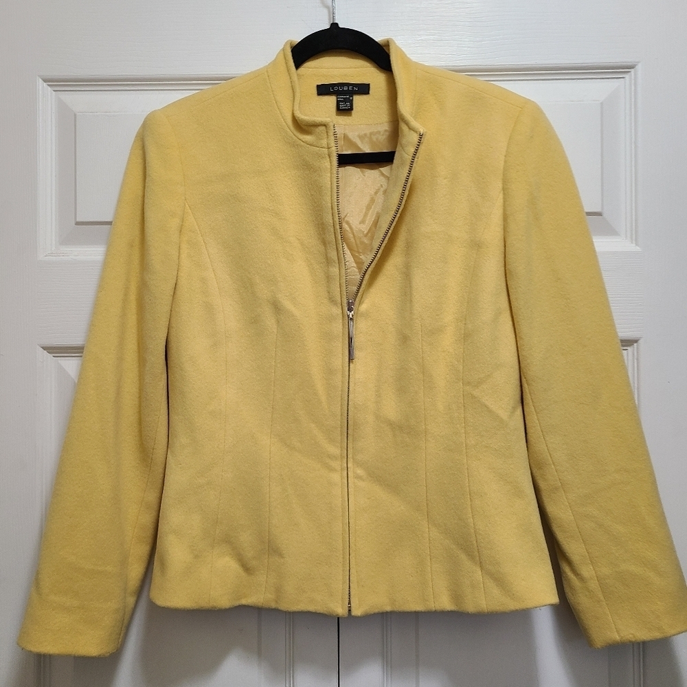 Louben wool cashmere blend  blazer yellow‎ size 8 vintage